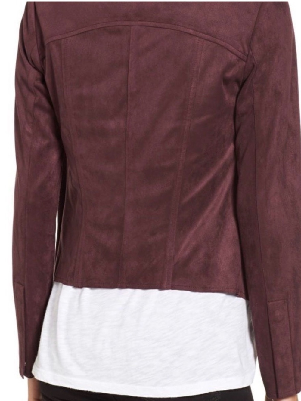 Kut From The Kloth NWT Womens XL Faux Suede Drape Front Jacket Burgundy - Picture 2 of 6